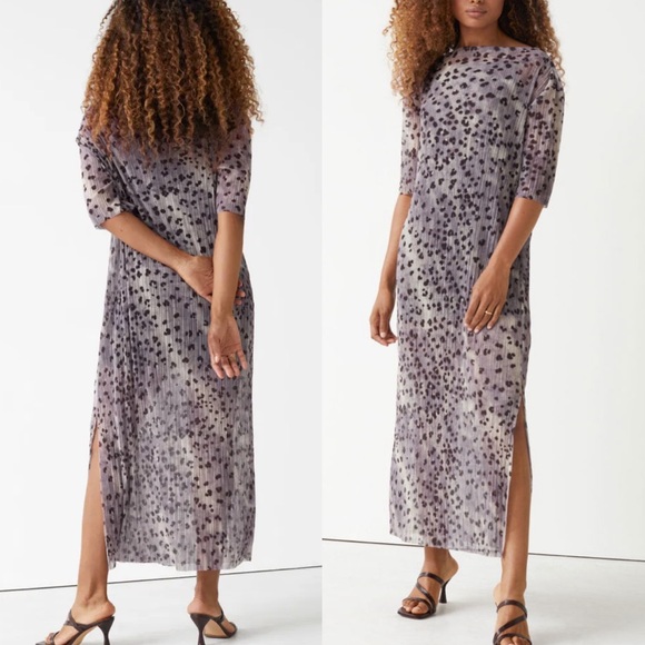 & Other Stories Printed Laser Cut Midi Dress in animal Print size S - Picture 1 of 9